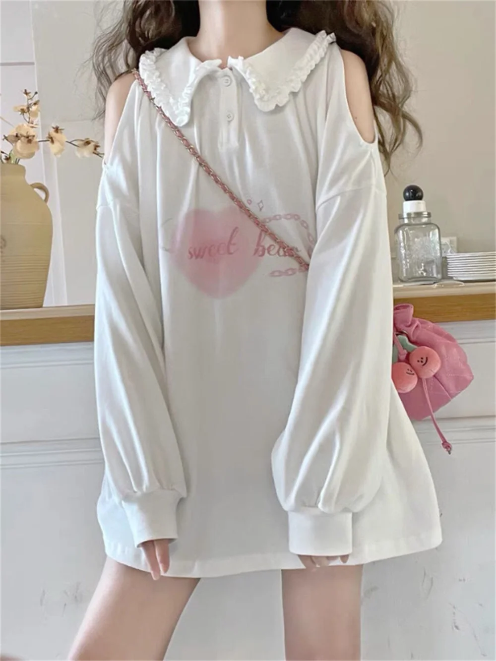 Kawaii ажурная футболка уличная одежда оверсайз Милая любовь принт отложной воротник одежда Y2k белые сексуальные футболки с длинным рукавом
Kawaii ажурная футболка уличная одежда оверсайз Милая любовь принт отложной воротник одежда Y2k белые сексуальные футболки с длинным рукавом