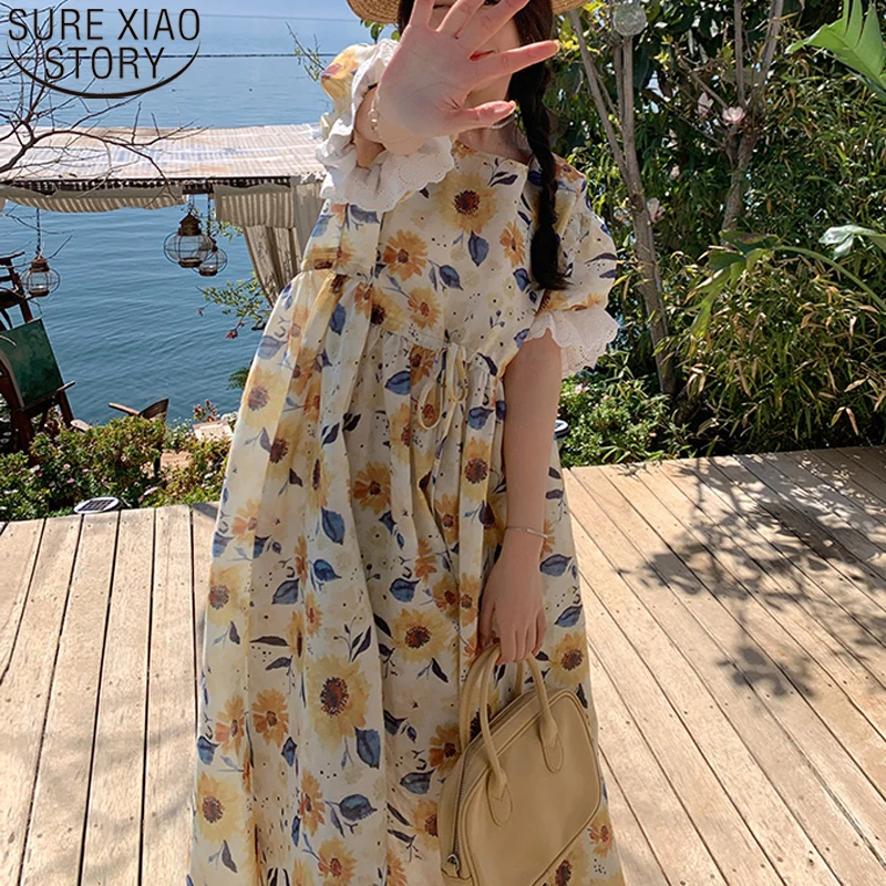 Summer Floral Dresses Maxi Long Dress Women's Dress Female A Line Elegant Vintage Print Loose Oversized Slim Lace Up Robes 21294
Summer Floral Dresses Maxi Long Dress Women's Dress Female A Line Elegant Vintage Print Loose Oversized Slim Lace Up Robes 21294