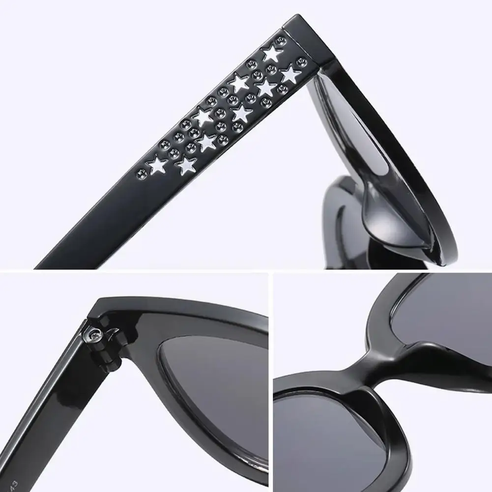 Солнцезащитные очки в стиле ретро оверсайз с мозаичной звездой женские милые