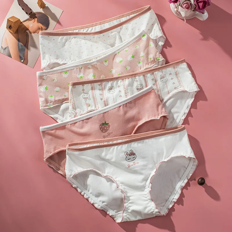 

Cotton Panties Women's Underwear Skin-friendly Soft Briefs Underpants Ladies Badge Panty Solid Color Lingerie Women