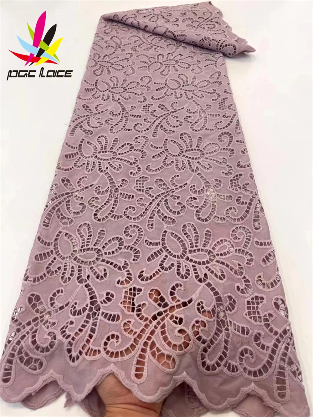 

PGC French Guipure Cord Lace 2022 High Quality Nigerian African Cord Lace Fabric Punch Water Soluble For Party Material LY1435-1