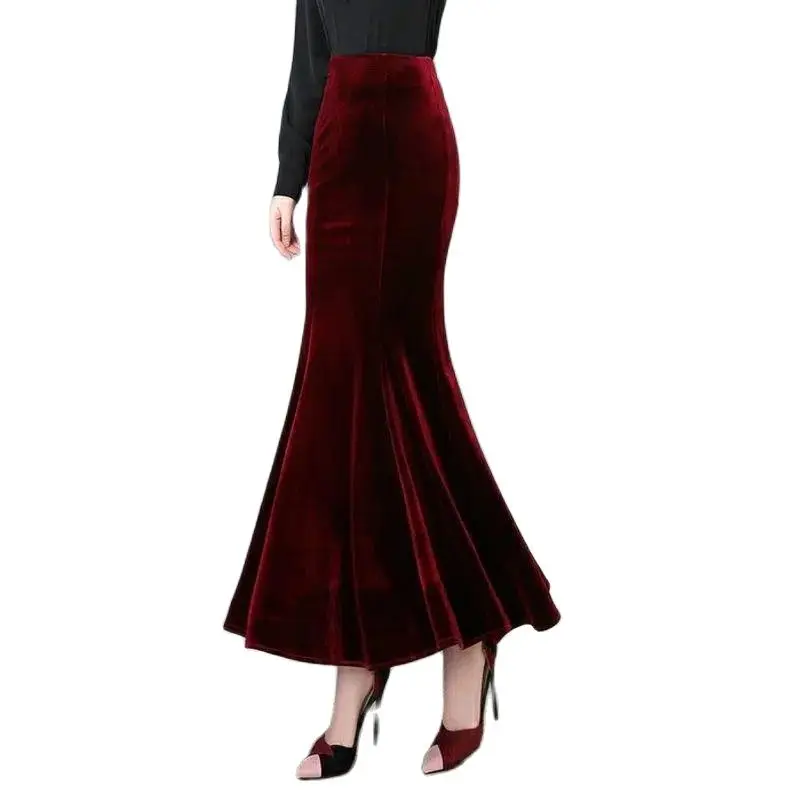 Autumn Winter 2022 New Women's Fishtail Skirt Golden Velvet Skirt Medium length Slim High Waist Hip Wrap One Step Dress Women
Autumn Winter 2022 New Women's Fishtail Skirt Golden Velvet Skirt Medium length Slim High Waist Hip Wrap One Step Dress Women