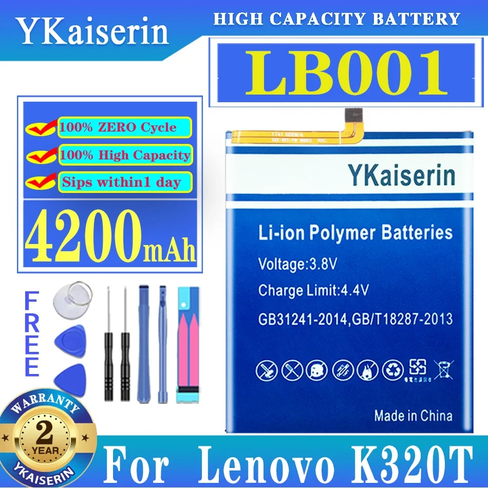 

Original YKaiserin LB001 4200mAh For Lenovo Battery For Lenovo K320T Mobile Phone Batteries + Track NO