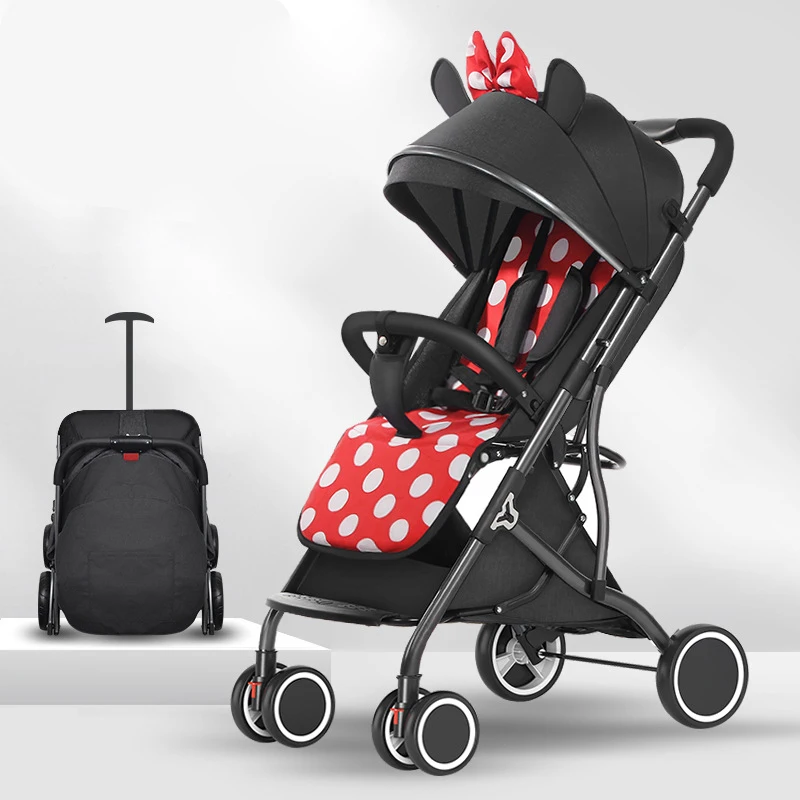 

Baby Stroller Can Sit And Lie Four wheel Trolley Cart Portable Folding Baby Carriage Lightweight Travel Pram For 0-3 years old