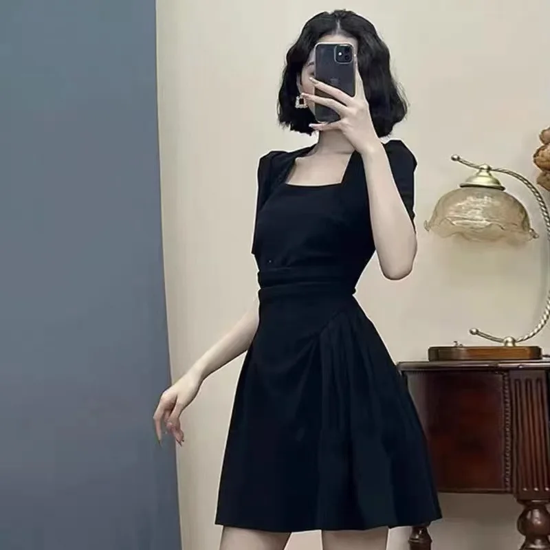 fold Short Sleeve Dress Women Design High Retract one's waist Square Collar Dress Korean Fashion Sexy Mini Dresses Students
fold Short Sleeve Dress Women Design High Retract one's waist Square Collar Dress Korean Fashion Sexy Mini Dresses Students