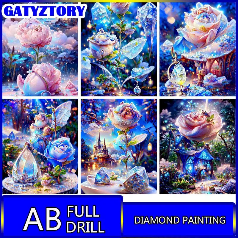 

GATYZTORY New Arrival AB Diamond Painting Fantastic Flowers 5D DIY Diamond Embroidery Sale Full Square Round Mosaic Handmade Gif