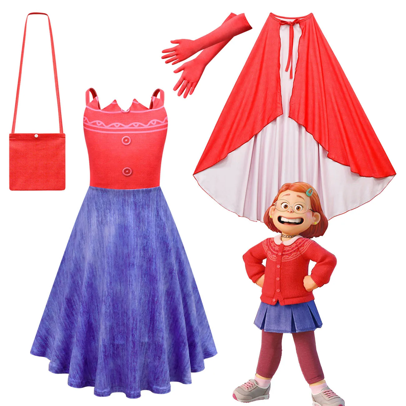 Movie Halloween Costumes for Kids Clothes Girls Meilin Cosplay Fancy Princess Dresses Turning Red Cosplay Costume bag gloves
Movie Halloween Costumes for Kids Clothes Girls Meilin Cosplay Fancy Princess Dresses Turning Red Cosplay Costume bag gloves