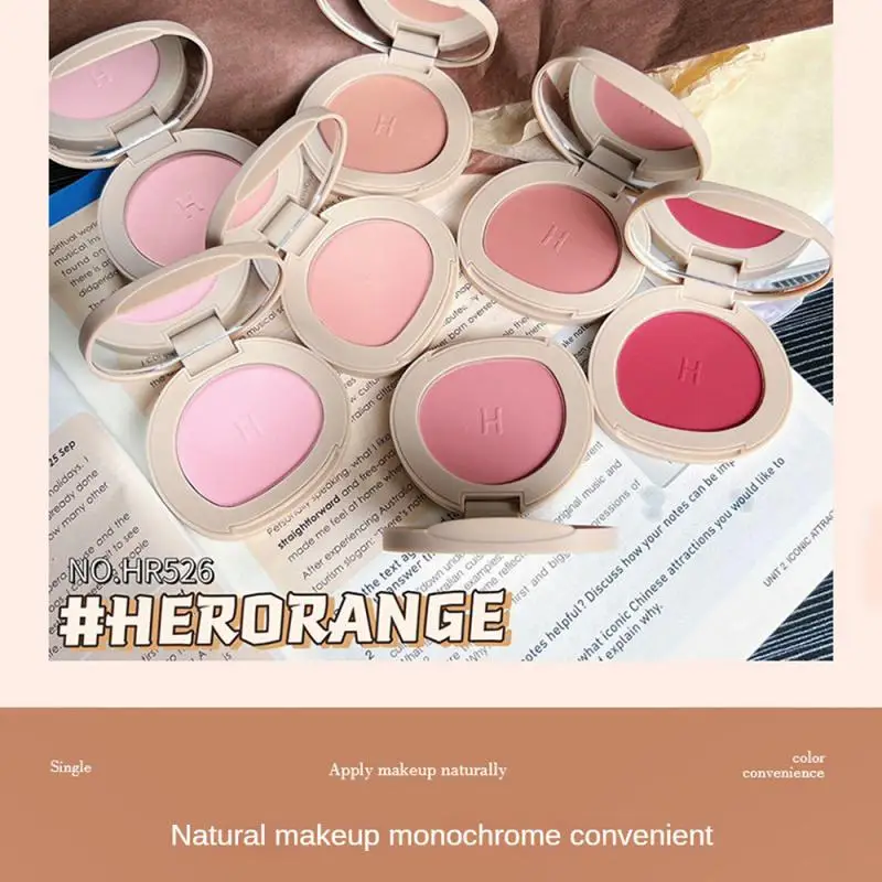 

7 Colors Single Blush Palette Face Cream Concealer Foundation Powder Waterproof Lasting Face Rouge Powder Natural Peach Blusher