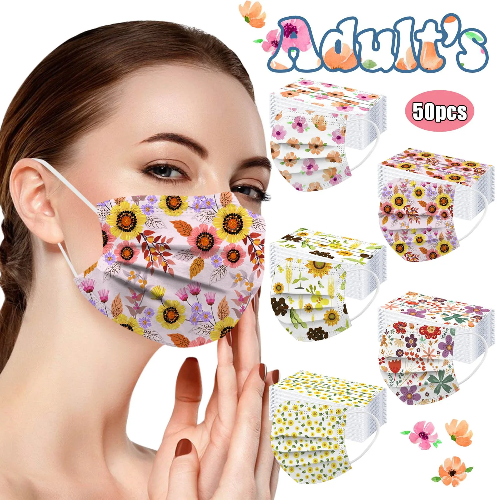 50 PC Sunflower Print Adult's Face Masks Disposable Ultrathin 3 Ply Filter Protection Unisex Facemask Non Woven Adults Masque
50 PC Sunflower Print Adult's Face Masks Disposable Ultrathin 3 Ply Filter Protection Unisex Facemask Non Woven Adults Masque