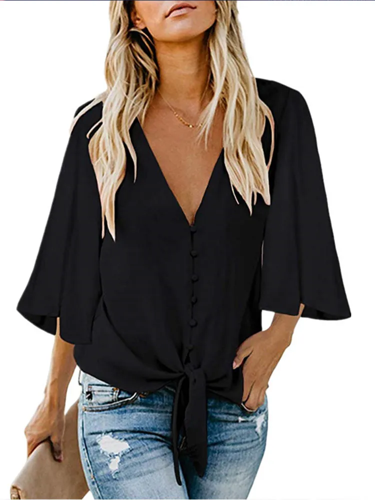 

Women Summer Floral Blouse Flower Women's Casual Tops Short Batwing Sleeve Loose Fitting Shirts Boho Knot Tops Shirts Blouse