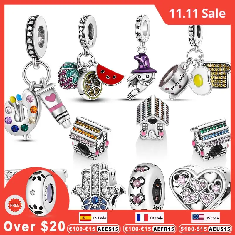 

925 Silver I Love Mom Protective Hamsa Hand Beads Fit Original Pandora Bracelet Diy Palette Dangle Charms For Charm Bangle