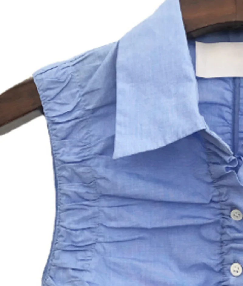 Women's Sweet Solid Color Polo Collar Pleated Single-Breasted Sleeveless Blouse
Women's Sweet Solid Color Polo Collar Pleated Single-Breasted Sleeveless Blouse
