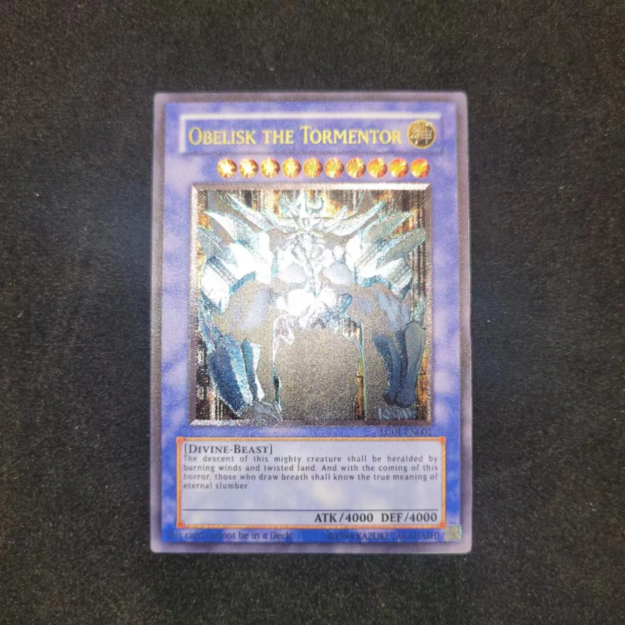 Yu-Gi-Oh UR LC01-EN001 /Obelisk the Tormentor Children's Gift Collectible Card Toys (Not Original)
Yu-Gi-Oh UR LC01-EN001 /Obelisk the Tormentor Children's Gift Collectible Card Toys (Not Original)