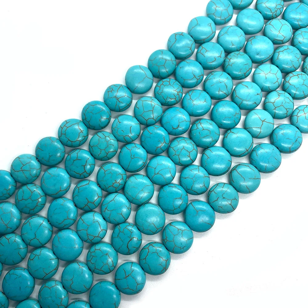 Natural Stone Synthetic Blue Turquoise Beads 8-15mm Flat Round Turquoise Charm Jewelry DIY Necklace Bracelet Earring Accessories
Natural Stone Synthetic Blue Turquoise Beads 8-15mm Flat Round Turquoise Charm Jewelry DIY Necklace Bracelet Earring Accessories