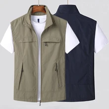 7XL Outdoor Waistcoat Summer Vest Men New Multi-Pocket Light Waterproof Mesh Photography Fishing Camping Cargo Sleeveless Jacket