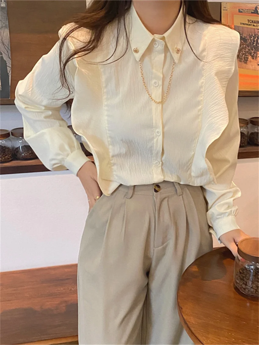 HziriP Women Shirts Ruffles 2022 Office Lady Vintage Solid Elegant Fashion Spring OL Work Wear Retro Loose New Mujer Blouses
HziriP Women Shirts Ruffles 2022 Office Lady Vintage Solid Elegant Fashion Spring OL Work Wear Retro Loose New Mujer Blouses