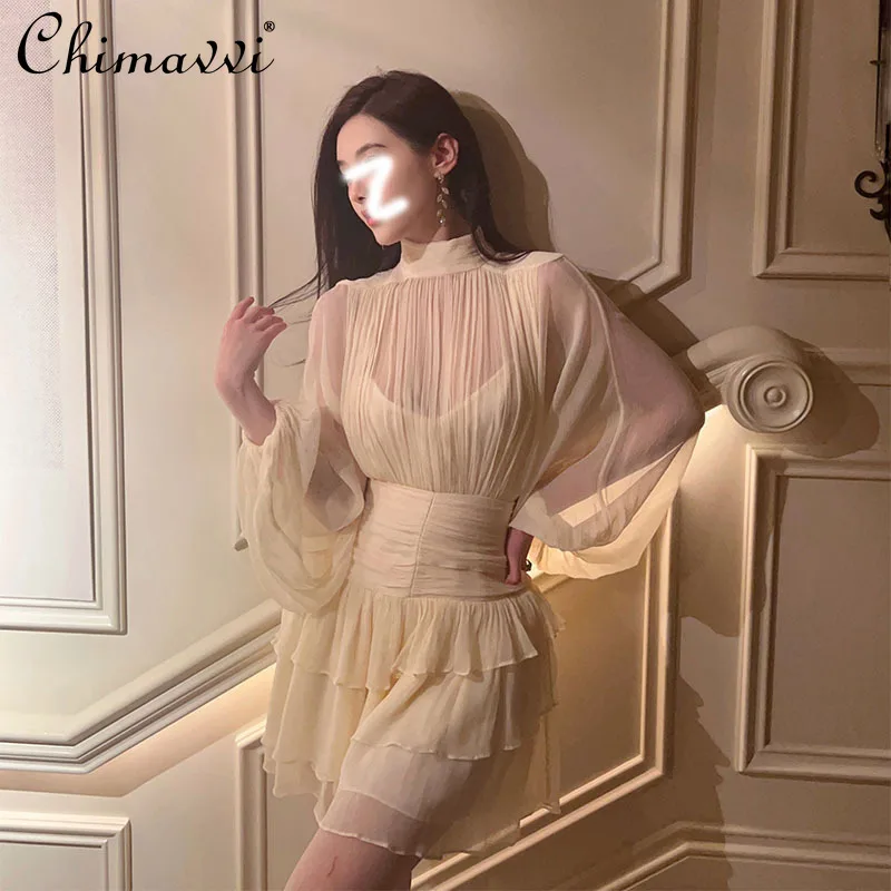 2022 Spring and Summer New Fashion Mesh Long-Sleeved Dress Women's Half Turtleneck High Waist Fake Two-Piece Dress Ladies
2022 Spring and Summer New Fashion Mesh Long-Sleeved Dress Women's Half Turtleneck High Waist Fake Two-Piece Dress Ladies