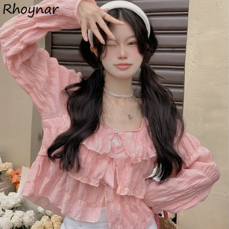 Shirts Women Popular Trendy New Arrival All-match Ruffles French Style Summer Thin Clothing Sweet Lovely Street Wear College Ins
Shirts Women Popular Trendy New Arrival All-match Ruffles French Style Summer Thin Clothing Sweet Lovely Street Wear College Ins