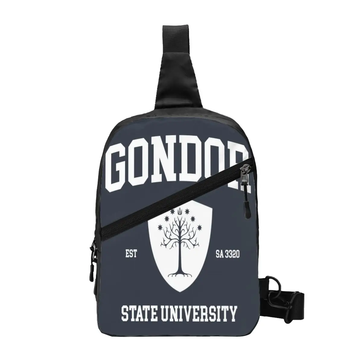 

Gondor State University Chest Package Fashionable Double Zip Opening Daily Cross Chest Bag Diagonally Customizable