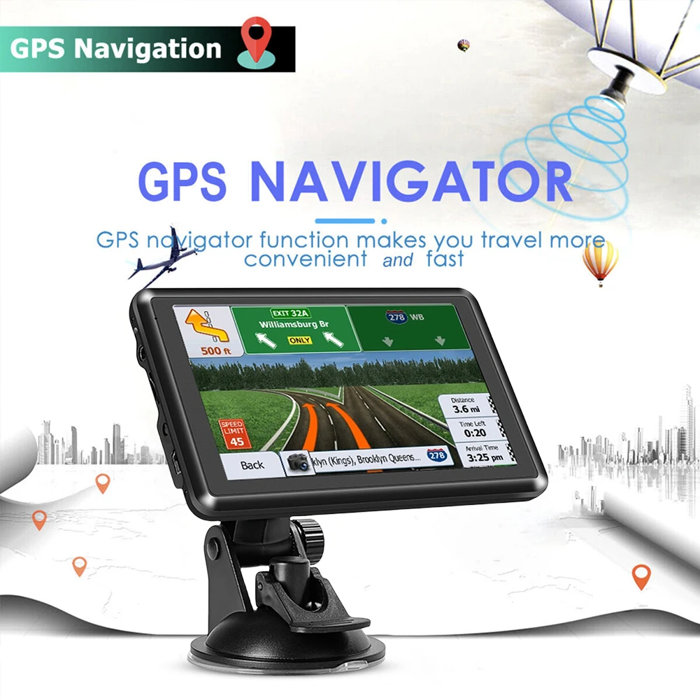 

5 Inch Car GPS Navigation HD Touch Screen Sat Nav 256MB+8G Portable Navigator Mini USB TF EU AU North America Map Speeding Alarm