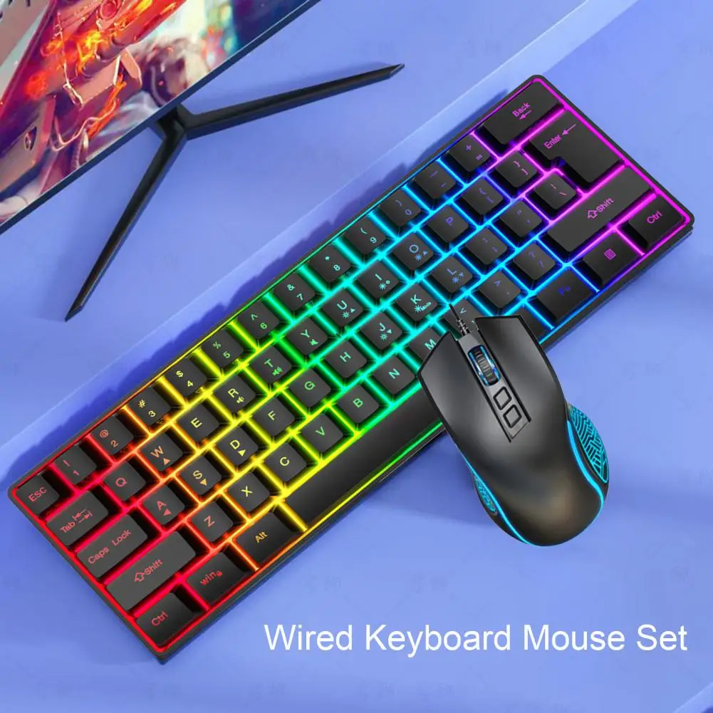 61 Keys Wired Keyboard Mouse Set Luminous Ergonomic Universal Quick Response Anti-slip 7-color Backlight Waterproof USB Desktop
61 Keys Wired Keyboard Mouse Set Luminous Ergonomic Universal Quick Response Anti-slip 7-color Backlight Waterproof USB Desktop