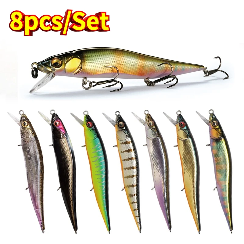 8Pcs/Set 98mm 10g Minnow fishing lures 2022 japan fishing tackle swim fish crankbait bass tuna pike Lure pesca whopper plopper
8Pcs/Set 98mm 10g Minnow fishing lures 2022 japan fishing tackle swim fish crankbait bass tuna pike Lure pesca whopper plopper