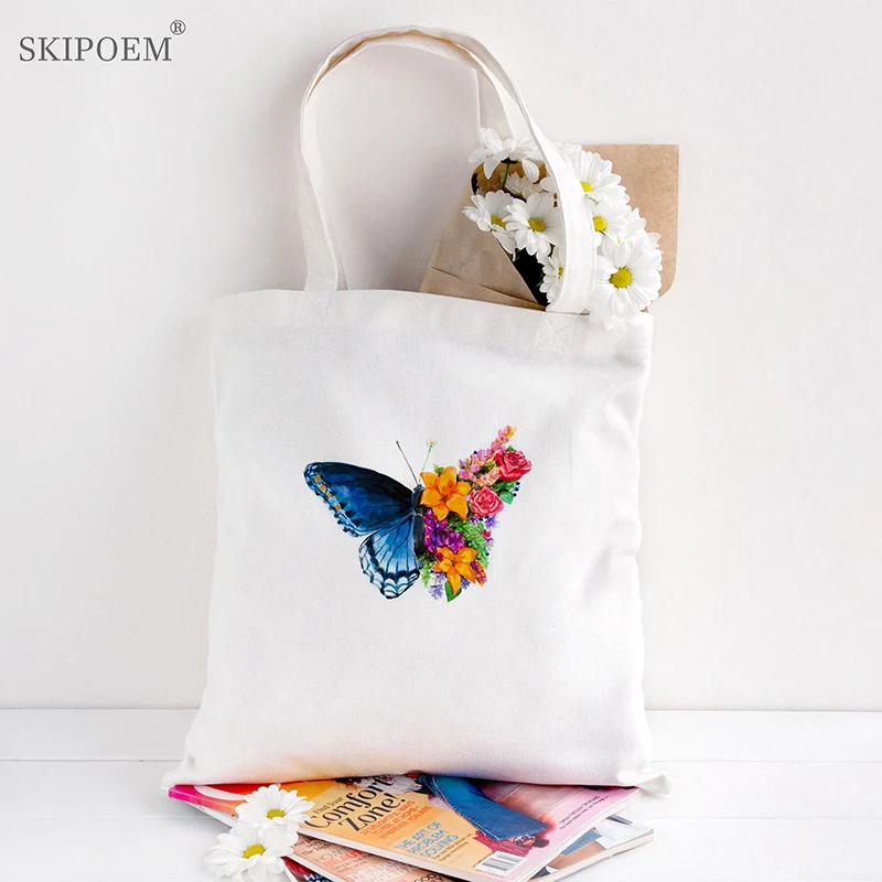 Canvas Shoulder Beach Bag Shopping Bags White Messenger Reusable Hand Bag Women Butterfly Casual Kawaii Cartoon Teacher Handbag
Canvas Shoulder Beach Bag Shopping Bags White Messenger Reusable Hand Bag Women Butterfly Casual Kawaii Cartoon Teacher Handbag
