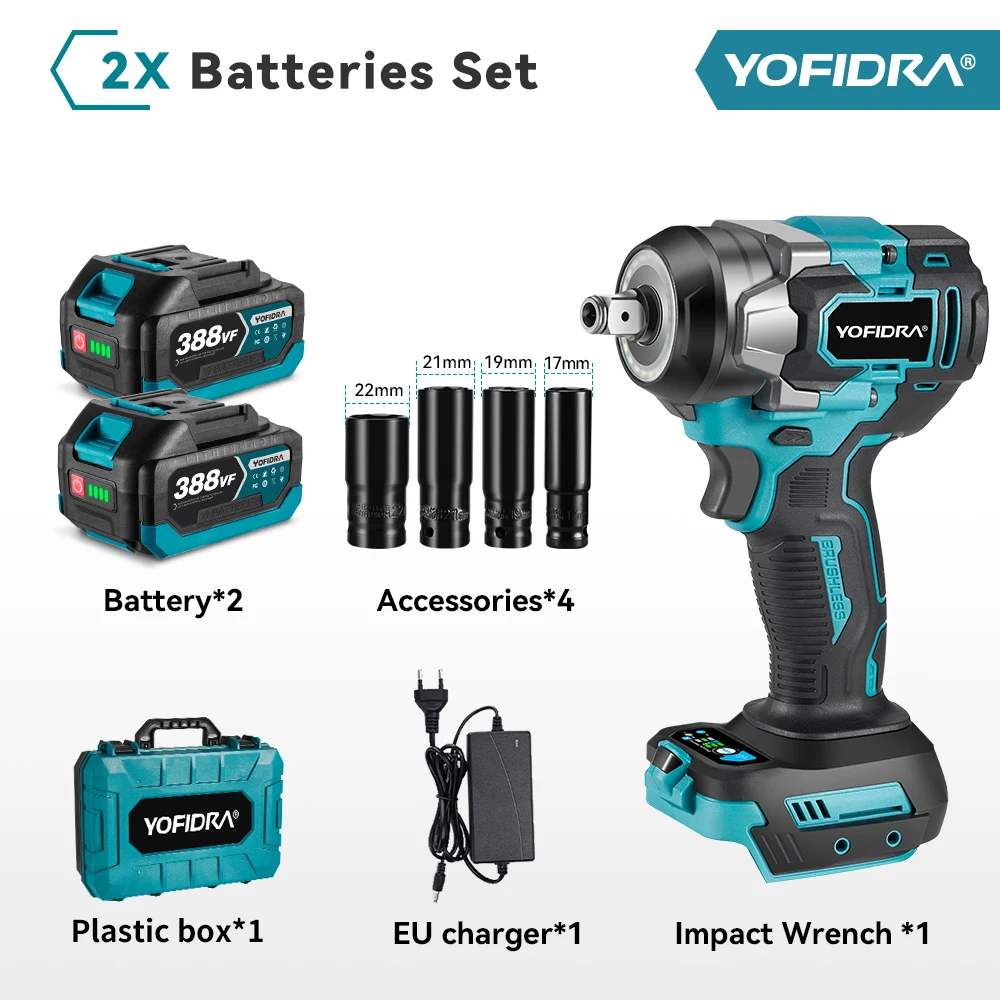 YOFIDRA Бесщеточный ударный гайковерт 1200 Н·м 1/2", 5 скоростей
YOFIDRA Бесщеточный ударный гайковерт 1200 Н·м 1/2", 5 скоростей