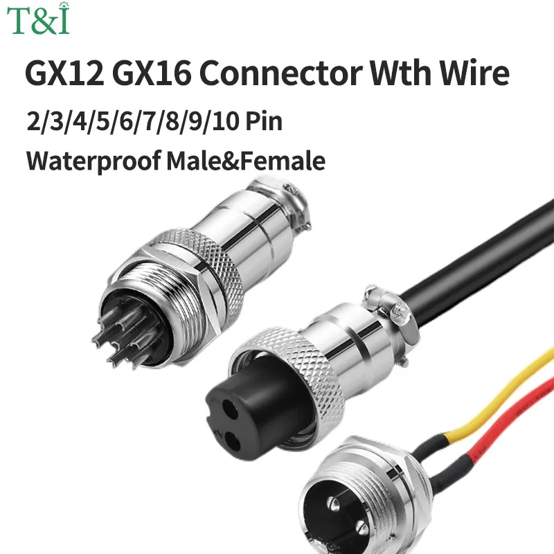 

GX12 GX16 Male Female 2/3/4/5/6/7/8/9/10Pin Air Aviation Auto Waterproof Connector Power Cable Line Socket Plug with 1m Wire