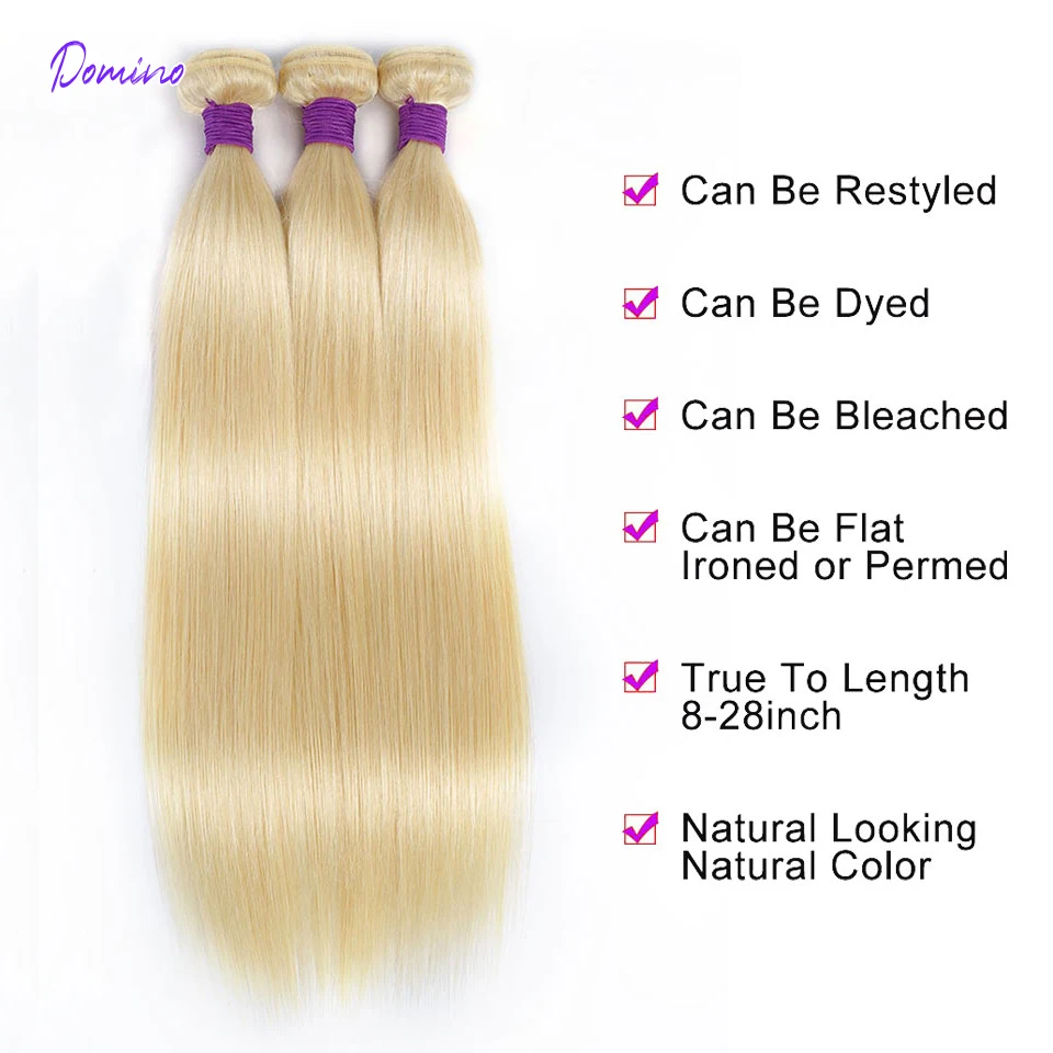 

613 Blonde Straight Bundles Brazilian Hair Bundles 1/3/4 Bundle Deals 100% Human Hair For Woman Remy Hair Extension