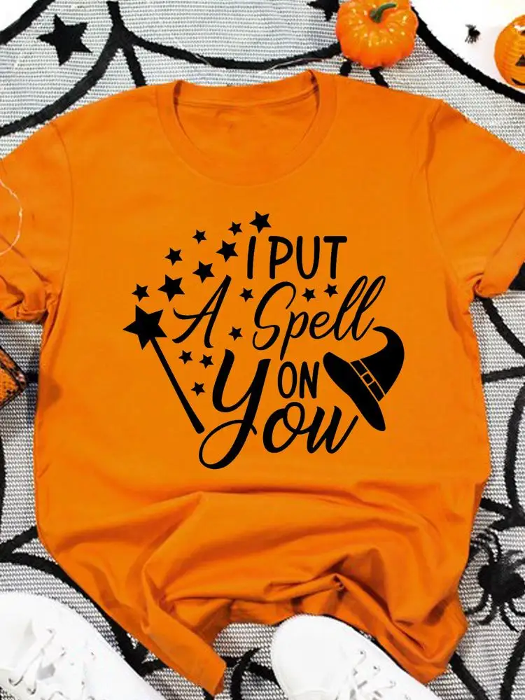 Witch Trend Lovely Fall Autumn T Ladies Halloween Clothing Print Fashion Orange T-shirts Clothes Women's Female Graphic Tee
Witch Trend Lovely Fall Autumn T Ladies Halloween Clothing Print Fashion Orange T-shirts Clothes Women's Female Graphic Tee