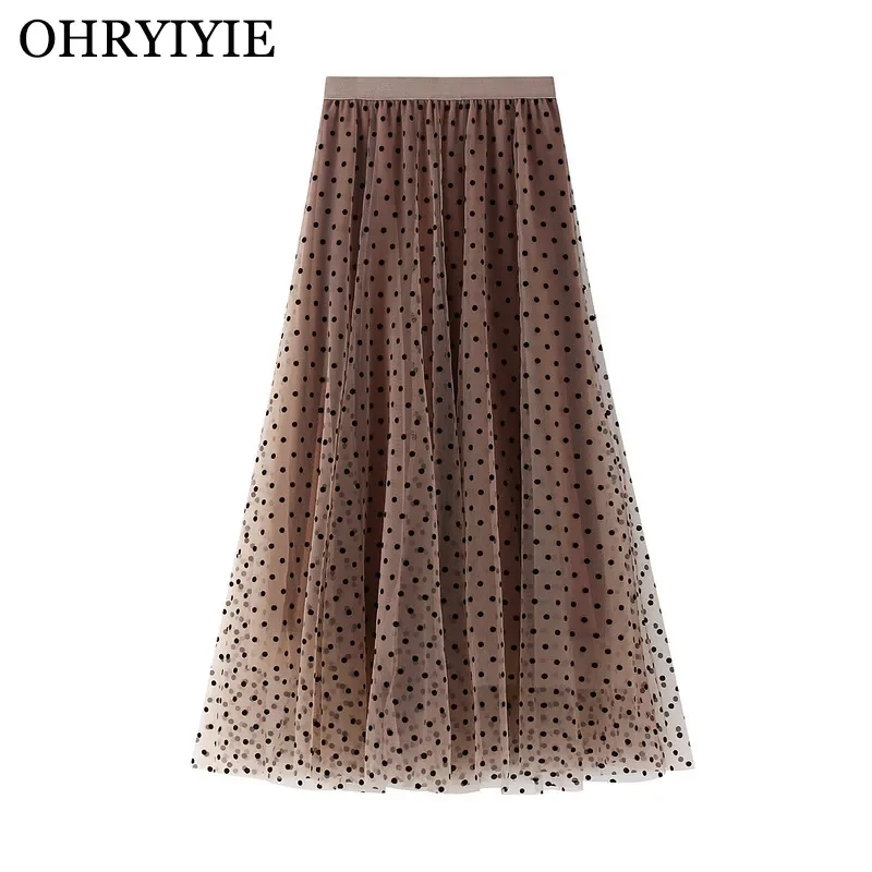 OHRYIYIE Spring Summer Polka Dot Tulle Skirts Women 2022 New Casual Elastic High Waist A-line Skirt Female Party Beach Midi Skit
OHRYIYIE Spring Summer Polka Dot Tulle Skirts Women 2022 New Casual Elastic High Waist A-line Skirt Female Party Beach Midi Skit