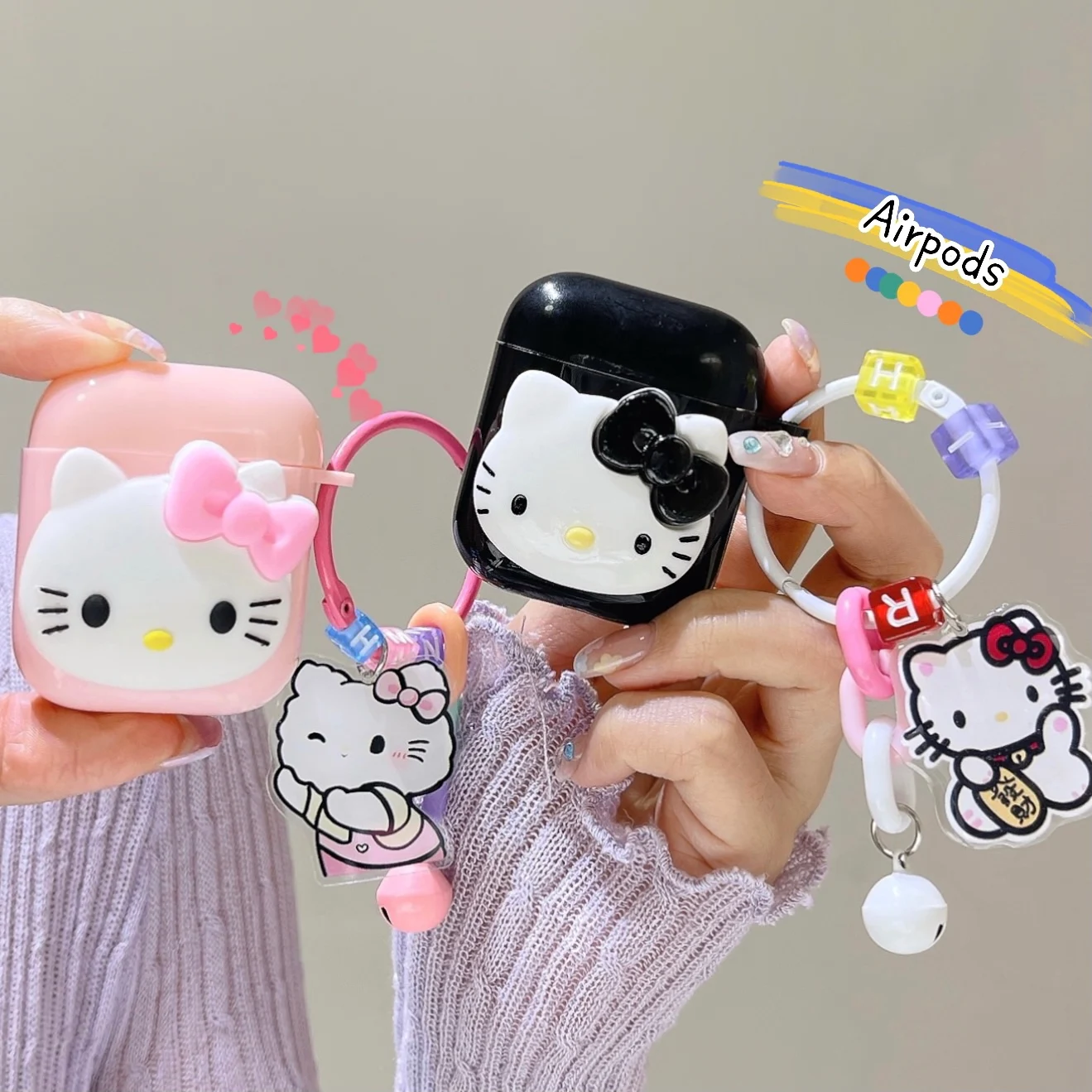 Cute Sanrio Hello Kitty Pink Black With Keychain 3D Earphones Case for Apple AirPods Air Pods 1 Pro 2 3 Protective Cover Box
Cute Sanrio Hello Kitty Pink Black With Keychain 3D Earphones Case for Apple AirPods Air Pods 1 Pro 2 3 Protective Cover Box