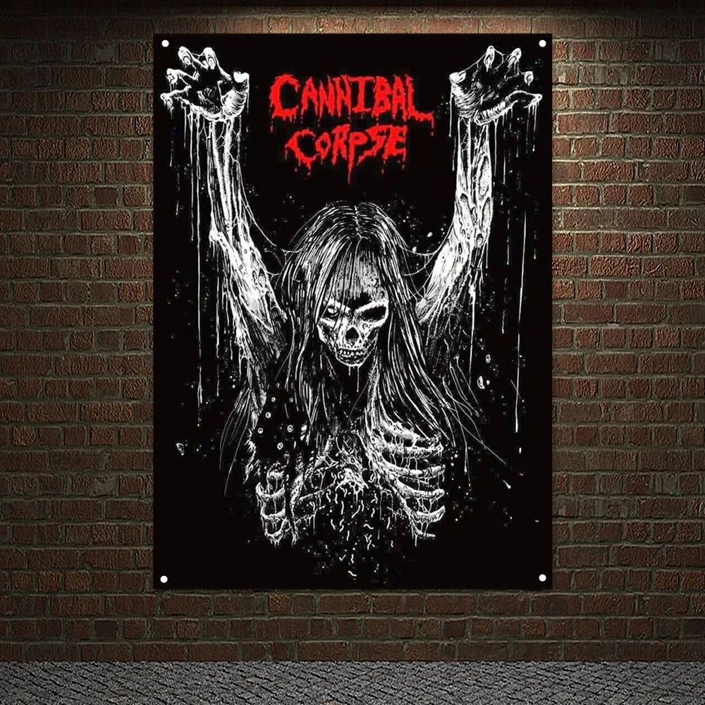 

CANNIBAL CORSE Bloody Horrible Death Art Poster Wall Hanging Flag Rock Music Metal Art Banner Skull Tattoos Poster Tapestry