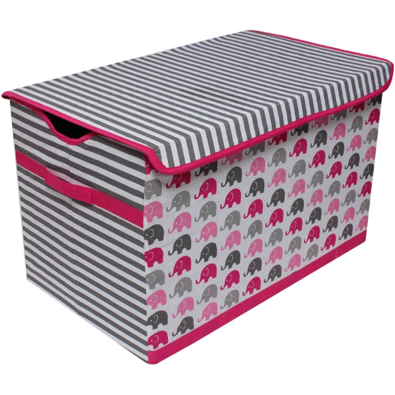 - Elephants Pink/Gray Aqua/Lime/Grey Cotton Percale Fabric covered Storage, Toy Chest, 24.5 L x 15 W x 14 H inches
- Elephants Pink/Gray Aqua/Lime/Grey Cotton Percale Fabric covered Storage, Toy Chest, 24.5 L x 15 W x 14 H inches