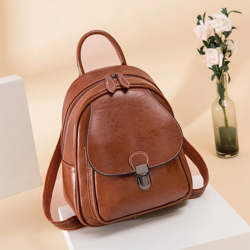 Fashion Women Genuine Leather Small Backpack Retro College Teenage Girls School bag Oil Wax Leather Ladies Travel Backpack
Fashion Women Genuine Leather Small Backpack Retro College Teenage Girls School bag Oil Wax Leather Ladies Travel Backpack