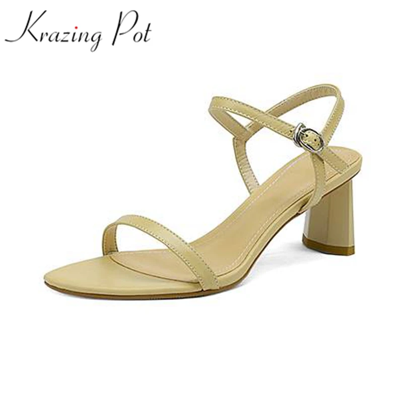 

Босоножки Krazing Pot женские из натуральной кожи, базовая стильная элегантная обувь на необычном высоком каблуке, модные сандалии с открытым но...