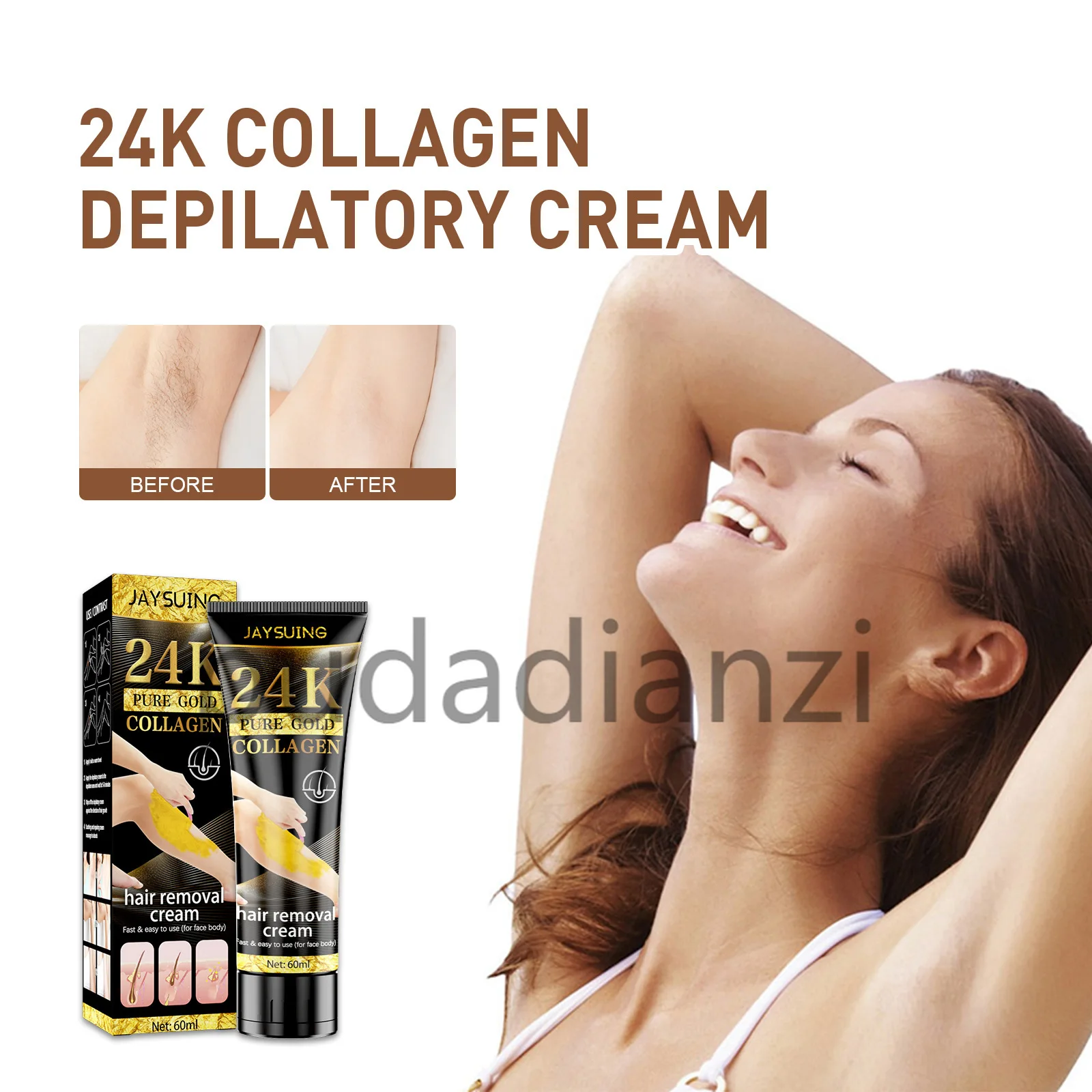 24K Gold Bone Collagen Depilatory Cream, Whole Body Depilatory Cream, Mild, Non Irritating, Axillary, Leg, Private
24K Gold Bone Collagen Depilatory Cream, Whole Body Depilatory Cream, Mild, Non Irritating, Axillary, Leg, Private