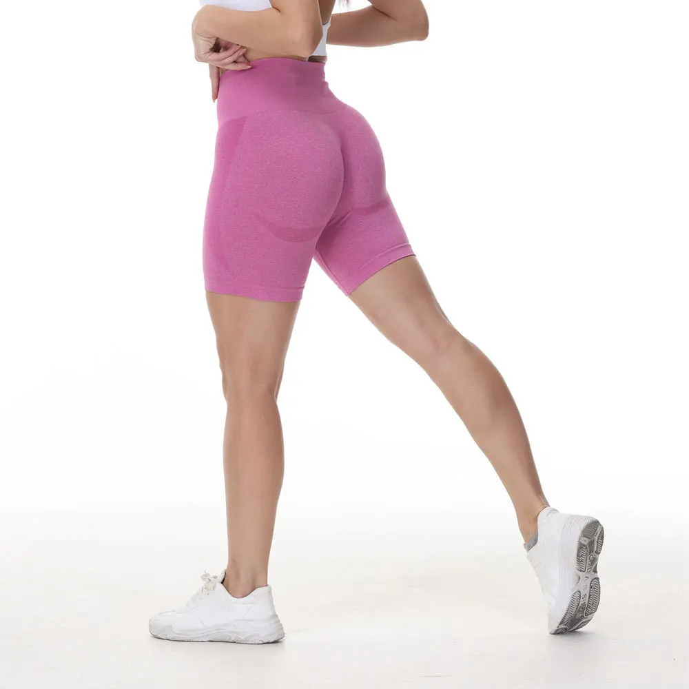 

MYS Running Shorts Women High Waist Elastic GYM Biker Seamless Leggings Tummy Control Yoga Bottoms Breathable Nylon Long Shorts