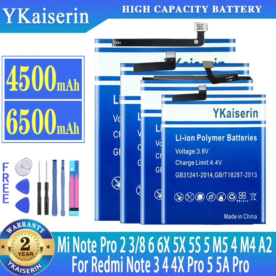 YKaiserin Battery For Xiaomi Mi Note Pro 2 3 8 6 6X 5X 5S 5 M5 4 M4 A2 For Redmi Note 3 4 4X Pro 5 5A Pro For Xiaomi 8 Note2
YKaiserin Battery For Xiaomi Mi Note Pro 2 3 8 6 6X 5X 5S 5 M5 4 M4 A2 For Redmi Note 3 4 4X Pro 5 5A Pro For Xiaomi 8 Note2