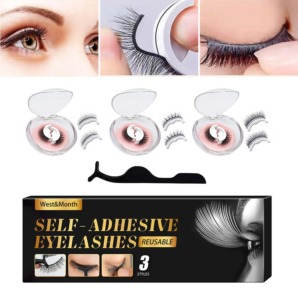 3 Pairs Reusable Self Adhesive False Eyelashes With Tweezer Natural Fluffy Volume 3D False Eye Lashes No Glue Needed Eye Makeup
3 Pairs Reusable Self Adhesive False Eyelashes With Tweezer Natural Fluffy Volume 3D False Eye Lashes No Glue Needed Eye Makeup