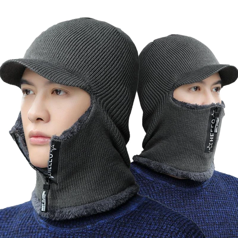 Men Winter Warm Hat Knit Thick Siamese Scarf Collar With Zipper Windproof Outdoor ski cycling Ear Protection Scarf Beanies
Men Winter Warm Hat Knit Thick Siamese Scarf Collar With Zipper Windproof Outdoor ski cycling Ear Protection Scarf Beanies