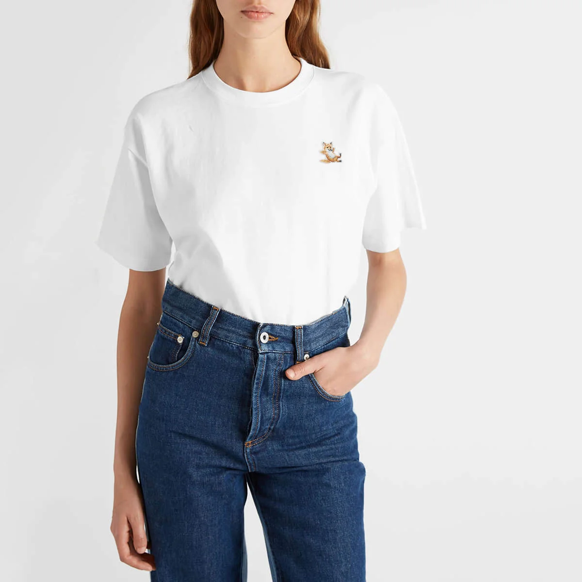 Womens Brand Maison Lazy Fox Emb Stretch Cotton Jersey T-Shirt Lady Short Sleeve Street Fashion Casual 300g High Quality Tee
Womens Brand Maison Lazy Fox Emb Stretch Cotton Jersey T-Shirt Lady Short Sleeve Street Fashion Casual 300g High Quality Tee