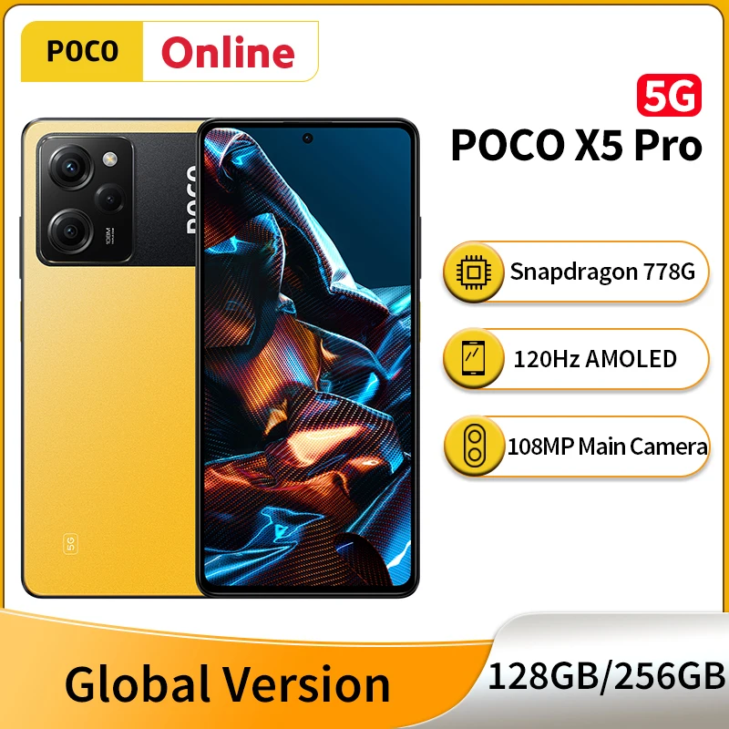 Global Version POCO X5 Pro 5G Snapdragon 778G Smart Phone 108MP Camera 67W Turbo Charging 120Hz AMOLED 5000mAh Battery Cellphone
Global Version POCO X5 Pro 5G Snapdragon 778G Smart Phone 108MP Camera 67W Turbo Charging 120Hz AMOLED 5000mAh Battery Cellphone
