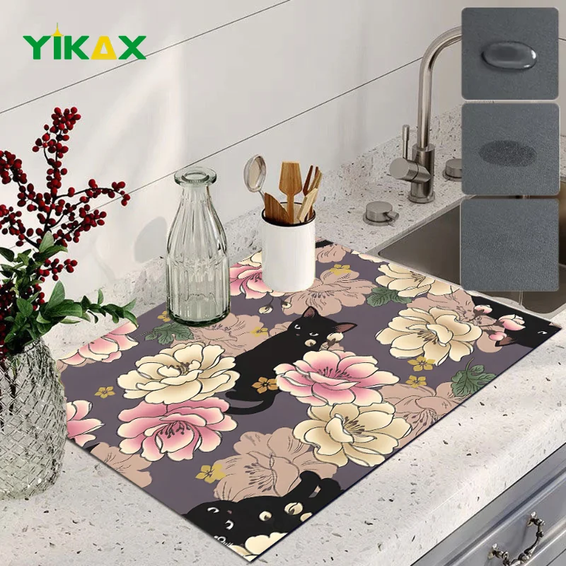 Cat Print Dish Drying Mat Kitchen Super Absorbent Drain Pad Rubber Tableware Coffee Draining Rug Dinnerware Cup Bottle Tablemat
Cat Print Dish Drying Mat Kitchen Super Absorbent Drain Pad Rubber Tableware Coffee Draining Rug Dinnerware Cup Bottle Tablemat