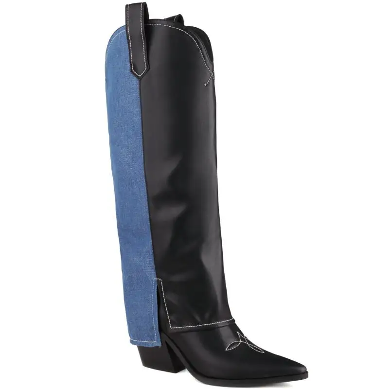 Женские джинсовые ботинки с острым носком, рыцарские длинные ботинки на толстом высоком каблуке, разные цвета, Осень-зима 2023
Женские джинсовые ботинки с острым носком, рыцарские длинные ботинки на толстом высоком каблуке, разные цвета, Осень-зима 2023