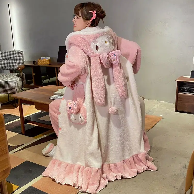 Kawaii Sanrio пижамы Kuromi My Melody мультфильм шерстяная Пижама осень и зима коралловый утолщенный длинный Удобный домашний подарок
Kawaii Sanrio пижамы Kuromi My Melody мультфильм шерстяная Пижама осень и зима коралловый утолщенный длинный Удобный домашний подарок
