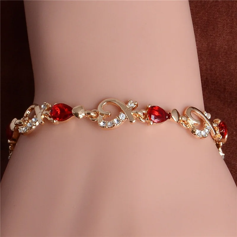 Trendy Women/Lady's fashion 18k Gold Plated Heart 5 Colors CZ Stones Bracelets & Bangles Jewelry
Trendy Women/Lady's fashion 18k Gold Plated Heart 5 Colors CZ Stones Bracelets & Bangles Jewelry