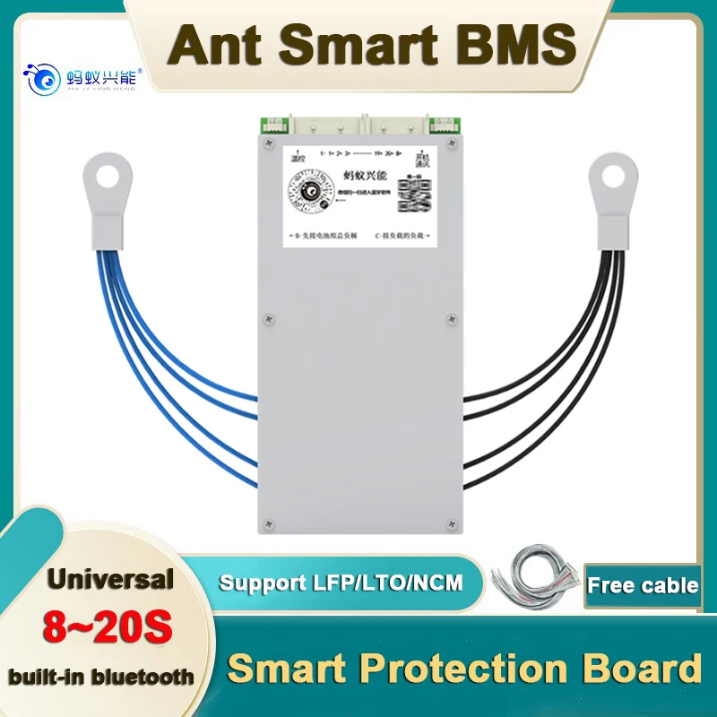 Комплект литиевых батарей 8S-20S Ant Smart BMS для LFP/NCM/LTO, встроенный Bluetooth a/200A/275A/325A/400A/500A, максимальный ток BMS 
Комплект литиевых батарей 8S-20S Ant Smart BMS для LFP/NCM/LTO, встроенный Bluetooth a/200A/275A/325A/400A/500A, максимальный ток BMS