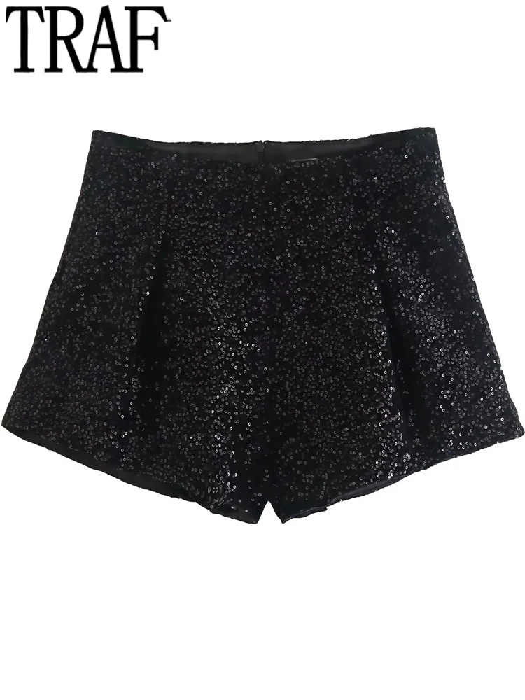 TRAF Sequin Velvet Shorts Women High Waist Black Shorts Woman Fashion Casual Baggy Shorts Y2k Streetwear Autumn Short Pants
TRAF Sequin Velvet Shorts Women High Waist Black Shorts Woman Fashion Casual Baggy Shorts Y2k Streetwear Autumn Short Pants